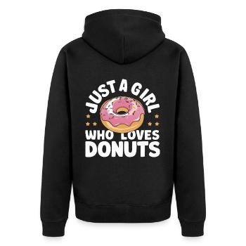 Donut Donuts Süßigkeiten Bagel - Unisex Premium Bio Zip Hoodie - Schwarz - Hinten - Nico (187cm)