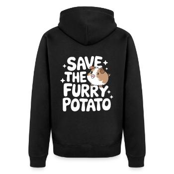 Meerschweinchen - Unisex Premium Bio Zip Hoodie - Schwarz - Hinten - Nico (187cm)