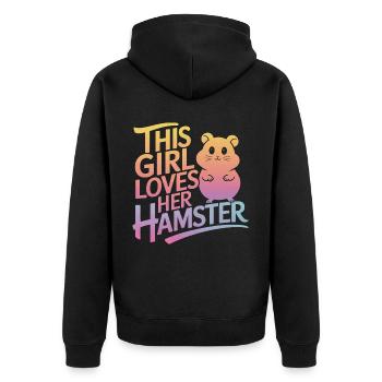 Hamster - Unisex Premium Bio Zip Hoodie - Schwarz - Hinten - Nico (187cm)