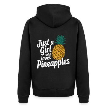 Ananas tropische hawaiianische Frucht - Unisex Premium Bio Zip Hoodie - Schwarz - Hinten - Nico (187cm)