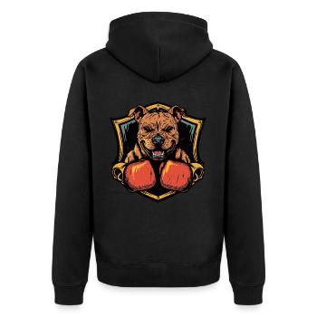Hund Boxer MMA - Unisex Premium Bio Zip Hoodie - Schwarz - Hinten - Nico (187cm)