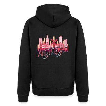 Amsterdam, Pays-Bas, Pays-Bas, Skyline City - Veste à capuche bio Premium Unisexe - noir - Dos - Nico (187cm)