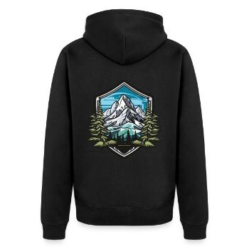 Mountains Winter Forest Peaks - Unisex Premium Organic Zip Hoodie - black - Back - Nico (187cm)