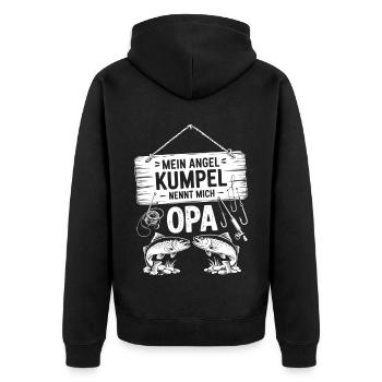 Opa und Enkel Angeln Angelbuddys - Unisex Premium Bio Zip Hoodie - Schwarz - Hinten - Nico (187cm)