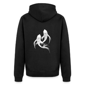 Fisch Fische Asien Japan Kinder Kind - Unisex Premium Bio Zip Hoodie - Schwarz - Hinten - Nico (187cm)