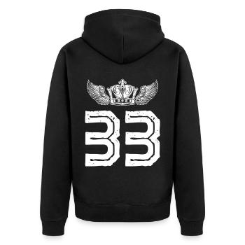 33 Couronne numérique - Veste à capuche bio Premium Unisexe - noir - Dos - Nico (187cm)