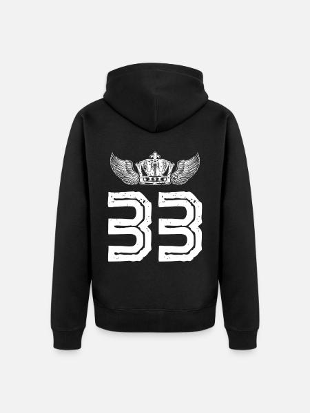 33 Number crown - Unisex Premium Organic Zip Hoodie - black