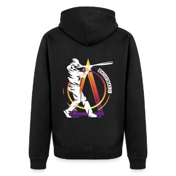 Baseball Baseballspieler USA Sport Home Run - Unisex Premium Bio Zip Hoodie - Schwarz - Hinten - Nico (187cm)