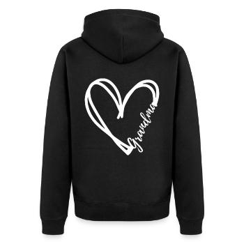 ICH LIEBE OMA. OMA GESCHENK. - Unisex Premium Bio Zip Hoodie - Schwarz - Hinten - Nico (187cm)