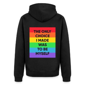 Schwul Lesbisch Regenbogen T-Shirt Geschenkidee - Unisex Premium Bio Zip Hoodie - Schwarz - Hinten - Nico (187cm)