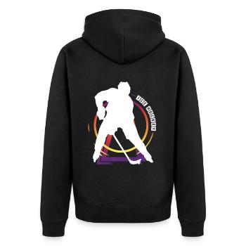 Eishockey Eishockeyspieler Spieler Vintage Retro - Unisex Premium Bio Zip Hoodie - Schwarz - Hinten - Nico (187cm)