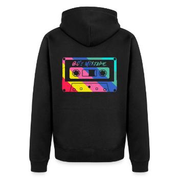 80er 90er Jahre Kassette Mixtape Retro Lustig - Unisex Premium Bio Zip Hoodie - Schwarz - Hinten - Nico (187cm)