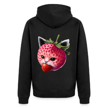 Chat fraise - Veste à capuche bio Premium Unisexe - noir - Dos - Nico (187cm)
