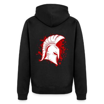 Spartaner Helm Krieger Sparta - Unisex Premium Bio Zip Hoodie - Schwarz - Hinten - Nico (187cm)