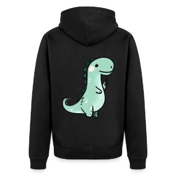Niedlicher Buntstift Dinosaurier - Unisex Premium Bio Zip Hoodie - Schwarz - Hinten - Nico (187cm)
