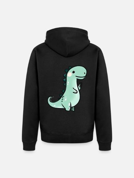 Cute crayon dinosaur - Unisex Premium Organic Zip Hoodie - black