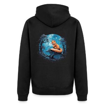 Fox Forest Moon Fable Mythical Fairy Tale - Unisex Premium Organic Zip Hoodie - black - Back - Nico (187cm)