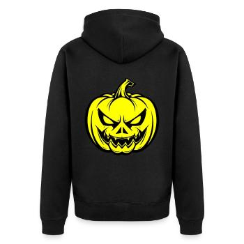Halloween Pumpkin Face Creepy - Unisex Premium Organic Zip Hoodie - black - Back - Nico (187cm)