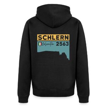 Schlern Sciliar Dolomiten Höhe Wanderung Südtirol - Unisex Premium Bio Zip Hoodie - Schwarz - Hinten - Nico (187cm)