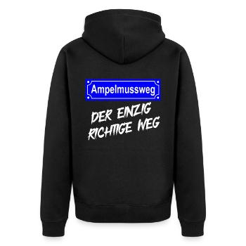 Ampelmussweg - Unisex Premium Bio Zip Hoodie - Schwarz - Hinten - Nico (187cm)