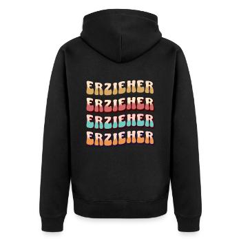 Erzieher Kindergarten Kita Beruf Kindergärtner - Unisex Premium Bio Zip Hoodie - Schwarz - Hinten - Nico (187cm)