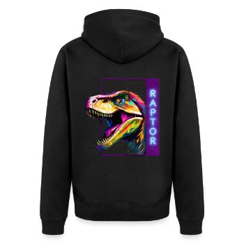 Neon Raptor - Vélociraptor multicolore - Veste à capuche bio Premium Unisexe - noir - Dos - Nico (187cm)