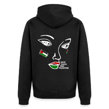 Free palestine women - Unisex Premium Organic Zip Hoodie - black - Back - Nico (187cm)