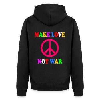 Make love not war - Unisex Premium Organic Zip Hoodie - black - Back - Nico (187cm)