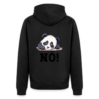 Nö Einfach Nö No Nein Panda Bär Süß Lustig Spruch - Unisex Premium Bio Zip Hoodie - Schwarz - Hinten - Nico (187cm)