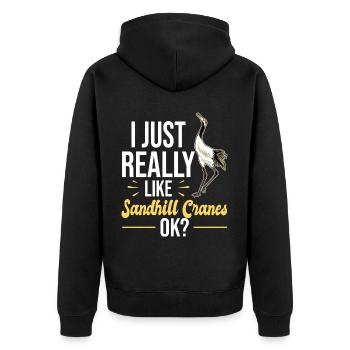 Kanadakranich | Kanadischer Kranich Vogel Geschenk - Unisex Premium Bio Zip Hoodie - Schwarz - Hinten - Nico (187cm)