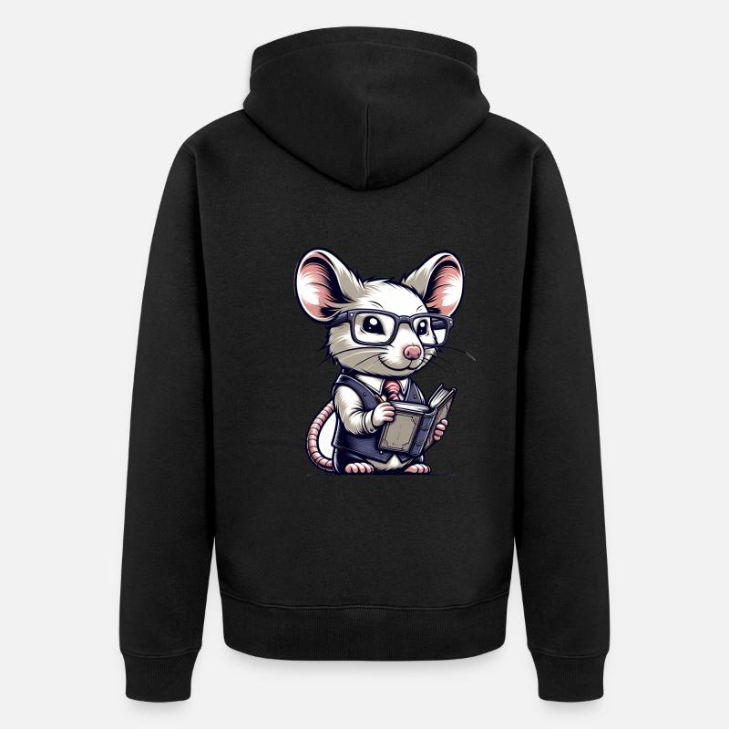 Professeur de souris mignon - Veste à capuche bio Premium Unisexe - noir