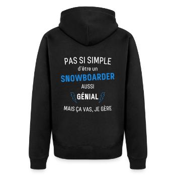 Snowboarder Génial - Veste à capuche bio Premium Unisexe - noir - Dos - Nico (187cm)