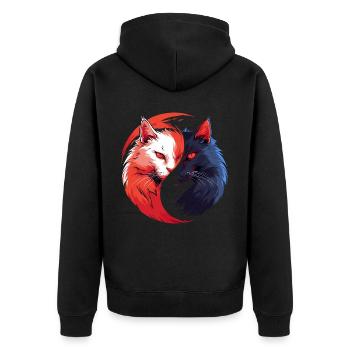 Yin Yang Katzen Katzenkunst für einen - Unisex Premium Bio Zip Hoodie - Schwarz - Hinten - Nico (187cm)