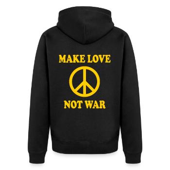 Make love not war - Unisex Premium Organic Zip Hoodie - black - Back - Nico (187cm)