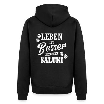 Leben Ist Besser Mit Einem Saluki Hund Hunde - Unisex Premium Bio Zip Hoodie - Schwarz - Hinten - Nico (187cm)