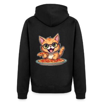 Le chat adore la pizza - Veste à capuche bio Premium Unisexe - noir - Dos - Nico (187cm)
