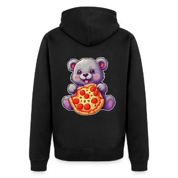 Teddy aime la pizza - Veste à capuche bio Premium Unisexe - noir - Dos - Nico (187cm)