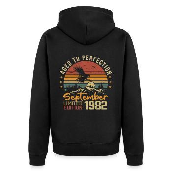 September 1982 Birthdays born in September 1982 - Unisex Premium Organic Zip Hoodie - black - Back - Nico (187cm)