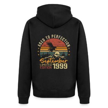 September 1999 Anniversaire Nées en Septembre 1999 - Veste à capuche bio Premium Unisexe - noir - Dos - Nico (187cm)