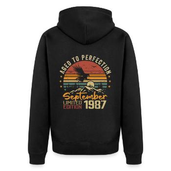 September 1987 Birthdays born in September 1987 - Unisex Premium Organic Zip Hoodie - black - Back - Nico (187cm)