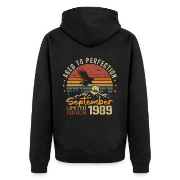 September 1989 Birthdays born in September 1989 - Unisex Premium Organic Zip Hoodie - black - Back - Nico (187cm)