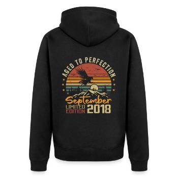 September 2018 Anniversaire Nées en Septembre 2018 - Veste à capuche bio Premium Unisexe - noir - Dos - Nico (187cm)