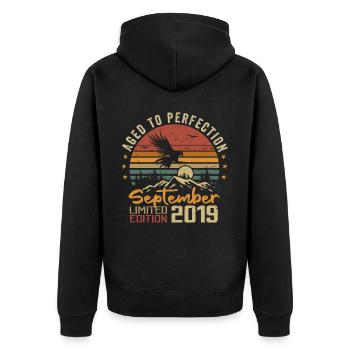 September 2019 Anniversaire Nées en Septembre 2019 - Veste à capuche bio Premium Unisexe - noir - Dos - Nico (187cm)