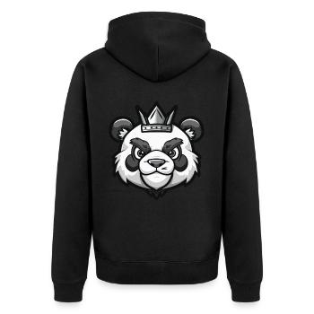 Panda Krone - Unisex Premium Bio Zip Hoodie - Schwarz - Hinten - Nico (187cm)