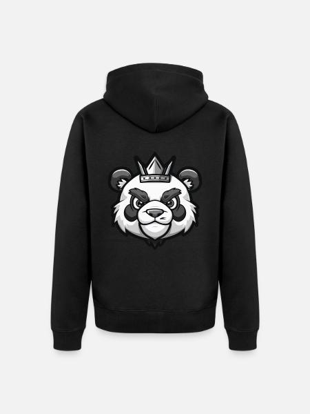 Panda Krone - Unisex Premium Bio Zip Hoodie - Schwarz