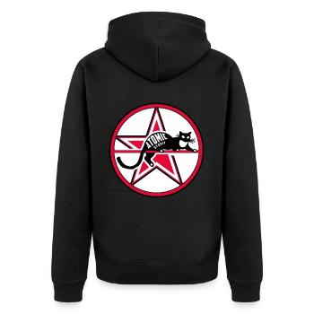 Atomic Utopia - Cat Star - Unisex Premium Organic Zip Hoodie - black - Back - Nico (187cm)