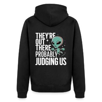 Alien UFO Aliens Außerirdischer - Unisex Premium Organic Zip Hoodie - black - Back - Nico (187cm)