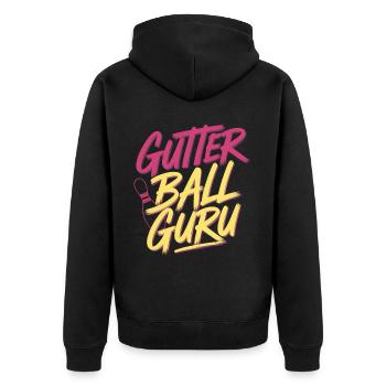 Gutter Ball Guru 13 - Unisex Premium Bio Zip Hoodie - Schwarz - Hinten - Nico (187cm)