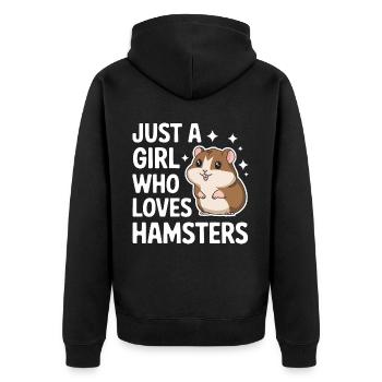 Hamster - Unisex Premium Bio Zip Hoodie - Schwarz - Hinten - Nico (187cm)