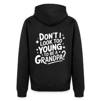 Papy Grand-père Famille Fête des pères - Veste à capuche bio Premium Unisexe - noir - Dos - Nico (187cm)